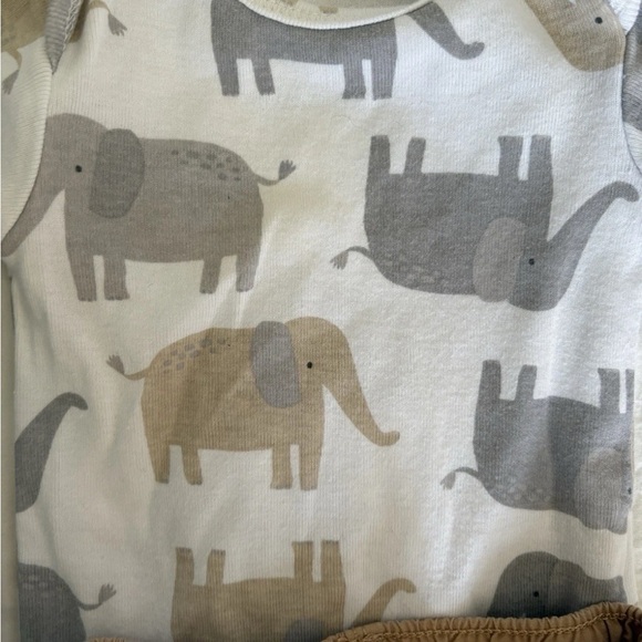 Lot of 3 Baby Outfit Set with Green Romper and Elephant Print - Picture 4 of 7